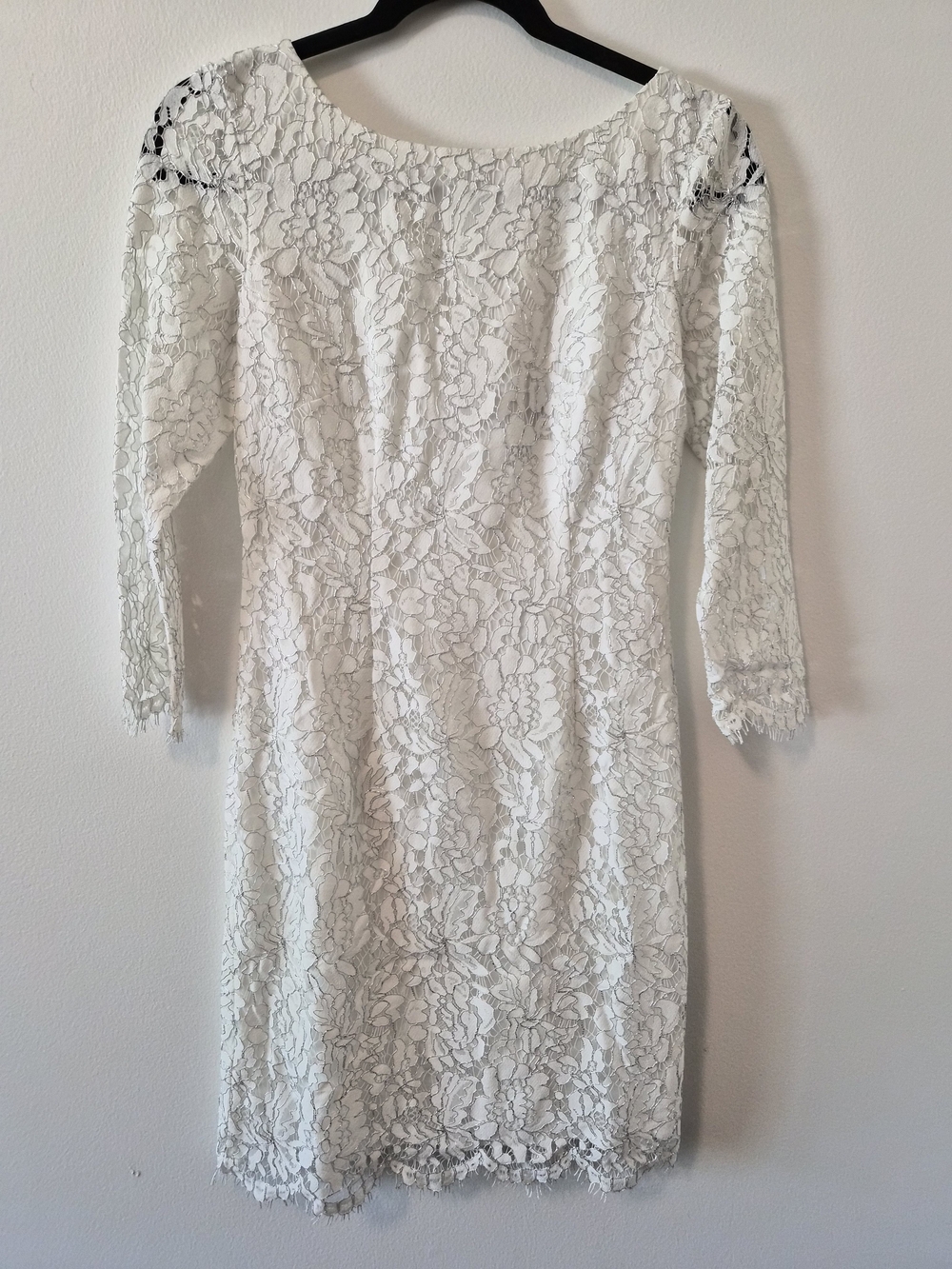 Adrianna Papell White Metallic Lace Sheath Dress Size 2